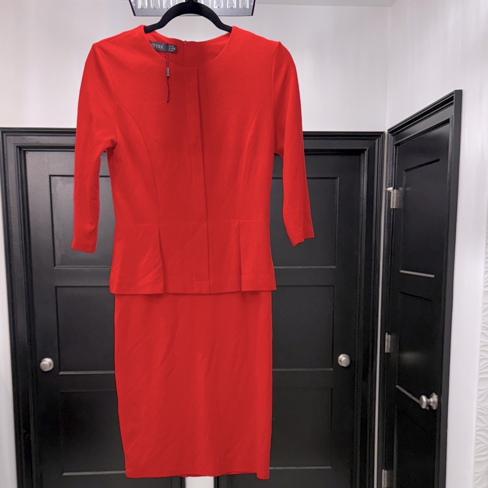 Homeyee Red Peplum Dress